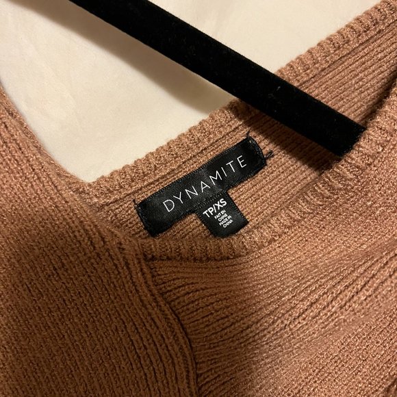 Dynamite Brown Ribbed Sweater Dress - Picture 3 of 4